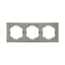 legrand-plaque carr&eacute;e dooxie 3 postes finition effet inox bross&eacute; (600873)