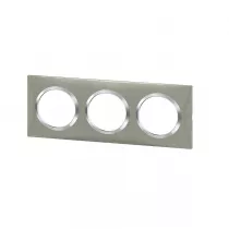 legrand-plaque carr&eacute;e dooxie 3 postes finition effet inox bross&eacute; (600873)