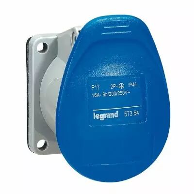 Socle de tableau encombr r�duit P17 - IP44 - 16 A - 200/250 V~ - 2P+T - plast (057354)
