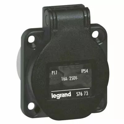 Socle de tableau P17 - 16 A - 250 V~ - brochage dom - encombrement r�duit - noir (057673)