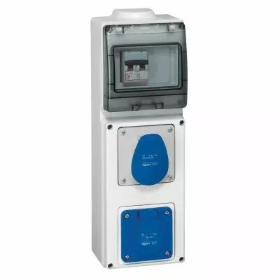 Coffret 2 prises P17 - IP44 - avec disj - 1x2P+T + 1x2P+T NFC 16 A (058937)