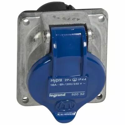 Socle de tableau Hypra - IP44 - 16 A - 200/250 V~ - 2P+T - m�tal (052032)