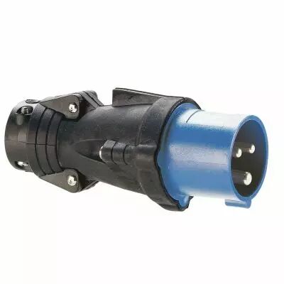 fiche mobile droite hypra ip44 16a - 200v~ � 250v~ - 2p+t - caoutchouc (052052)