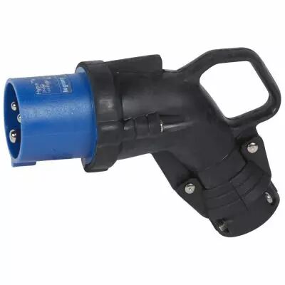 Fiche coud�e Hypra - IP44 - 16 A - 200/250 V~ - 2P+T - caoutchouc (052152)