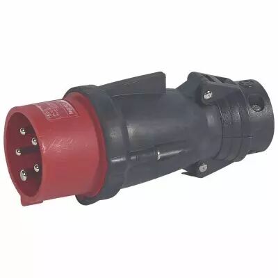 Fiche droite Hypra - IP44 - 16 A - 380/415 V~ - 3P+N+T - caoutchouc (052254)