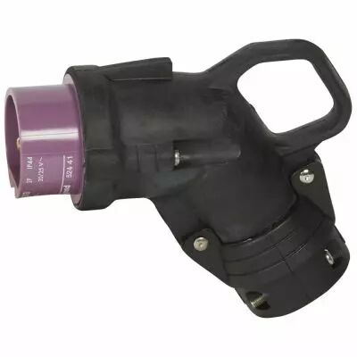 Fiche coud�e Hypra - IP44 - TBT 16 A - 20/25 V~ - 2P - caoutchouc (052441)