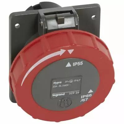 Socle tabl. entraxe unifi� Hypra-IP66/67-55-32A-440V~-conteneur frigo-3P+T-plast (052926)