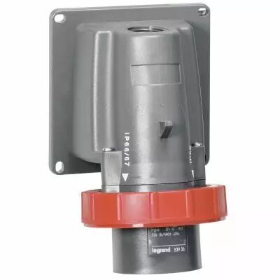 Socle de connecteur Hypra - IP66/67-55 - 32A-440V~ -conteneur frigo- 3P+T -plast (052936)