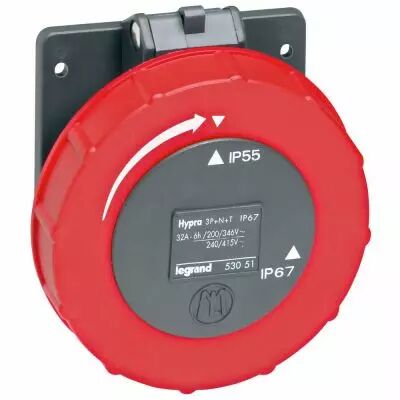 Socle tableau entraxe unifi� Hypra -IP66/67-55- 32 A -380/415 V~ - 3P+N+T -plast (053051)