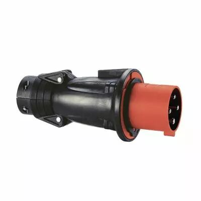 Fiche droite Hypra - IP44 - 63 A - 380/415 V~ - 3P+T - caoutchouc (053853)