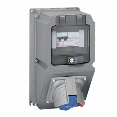 Coffret monoprise Hypra - IP44 - 63 A - 380/415 V~ - 3P+T - Prisinter + disj dif (059288)
