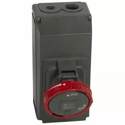Socle prise saillie simple Hypra -IP66/67-55 - 63A - 380/415 V~ - 3P+T (059437)
