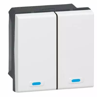 Commande filaire BUS/KNX Prog Mosaic - 2 touches/2 appuis - blanc (078494)