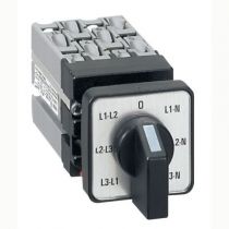 Mini commutateur de mesure de voltmètre - avec neutre - fixation Ø22 (023528)