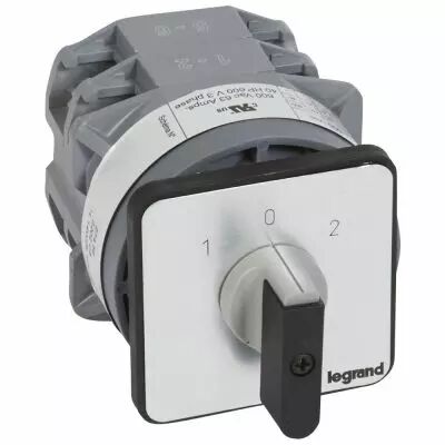 Commutateur - inverseur avec arr�t 45� - PR 63 - 2P - 4 contacts - fixation vis (027456)