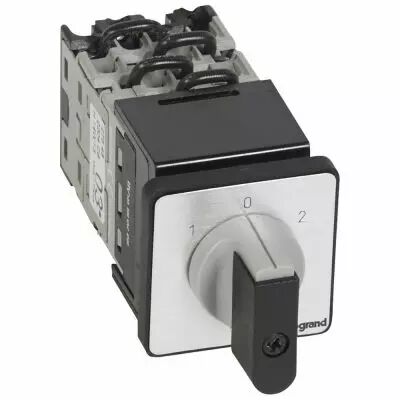 Commutateur - inverseur avec arr�t - manette - PR 12 - 4P - fixation �22 (027548)