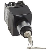 Commutateur 3 directions avec arrêt - tête de cde clé - PR 12 - 1P - fix Ø22 (027583)