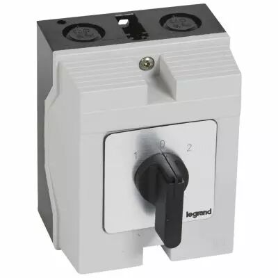 Commutateur - inverseur avec arr�t - PR 12 - 1P - 2 contacts - bo�tier 96x120 mm (027725)