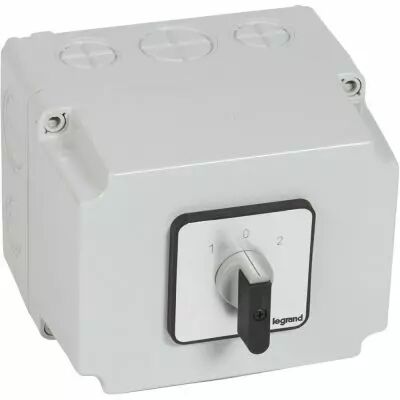 Commutateur - inverseur avec arr�t - PR 63 - 4P - 8 contacts - bo�tier 135x70 mm (027753)