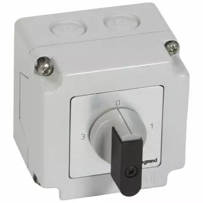 Commutateur 3 directions avec arr�t - PR 12 - 1P - 3 contacts - bo�tier 76x76 mm (027767)