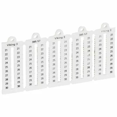 Plaque rep�res bloc jonction Viking 3 - lect vert - pas 5 - chiffres 21 � 30 (039557)