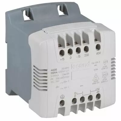 Transfo cde et signal mono bornes � vis - prim 230/400 V/sec 24/48 V - 250 VA (044235)
