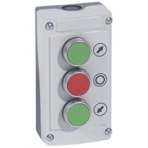 Osmoz - boîte à boutons équipée - 3 trous -3 boutons à impulsion vert/rouge/vert (024236)