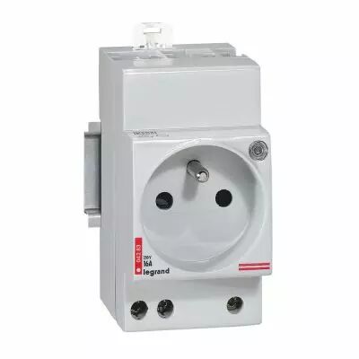 Prise de courant - 10/16 A - 250 V~ - 2P+T - � �clips et � voyant (004283)