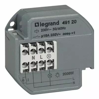 T�l�rupteur 1P - 10 AX - 230 V~ - 50/60 Hz - intensit� max accept�e 50 mA (049120)