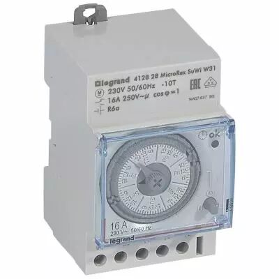inter horaire analogique programmable auto hebdo - 1 sortie 16a 250v~ -3 modules (412828)