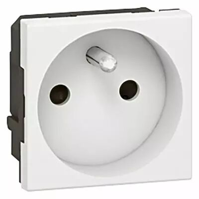 Prise Prog Mosaic - 2P+T droite - sp�ciale repiquage et 4 mm� - 2 mod - blanc (077113)