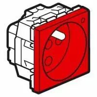 Prise Prog Mosaic - 2P+T � d�tromp - � voyant - � vis - 2 mod - rouge antimicrob (077115)