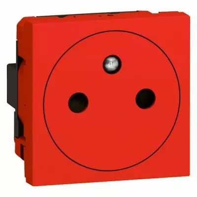 Prise Prog Mosaic - 2P+T � puits affleurant - 2 mod - rouge antimicrobien (077133)