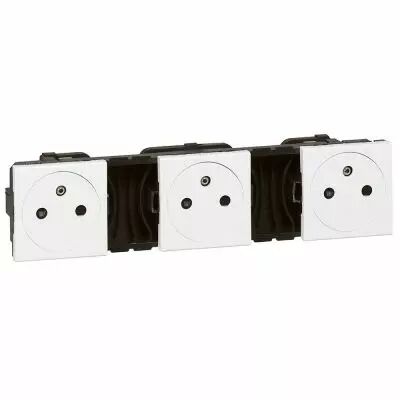 Prise Prog Mosaic pr�c�bl�e 3x2P+T - blanc (077136)