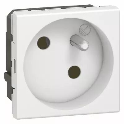 Prise Prog Mosaic - 2P+T inclin�e � 45� - 2 mod - blanc (077145)