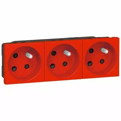 Prise multi supports Prog Mosaic - 3x2P+T � d�trompage � 45� - 6 mod - rouge (077153)