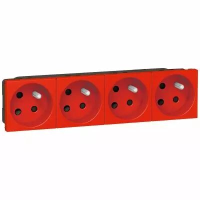 Prise multi supports Prog Mosaic - 4x2P+T � d�trompage � 45� - 8 mod - rouge (077154)