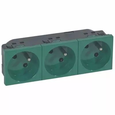 Prise multi supports Prog Mosaic - 3x2P+T � 45� - 6 mod - enjo vert (077163)