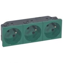 Prise multi supports Prog Mosaic - 3x2P+T à 45° - 6 mod - enjo vert (077163)