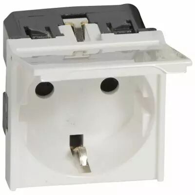Prise Prog Mosaic - std germanique - 2P+T � volet - 2 mod - blanc antimicrobien (077219)
