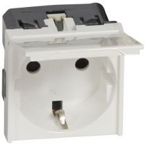 Prise Prog Mosaic - std germanique - 2P+T à volet - 2 mod - blanc antimicrobien (077219)