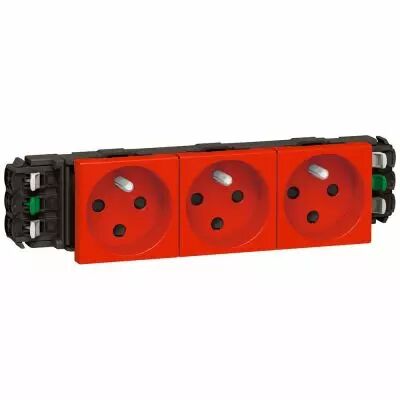 Prise Prog Mosaic pour goulottes DLP- 3x2P+T d�trompage- auto- 6 modules- rouge (077323)
