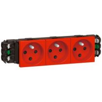 Prise Prog Mosaic pour goulottes DLP- 3x2P+T détrompage- auto- 6 modules- rouge (077323)