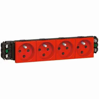 Prise Prog Mosaic pour goulottes DLP- 4x2P+T d�trompage- auto- 8 modules- rouge (077324)
