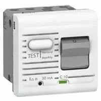 Disjoncteur Prog Mosaic - diff�rentiel 1P+N - 230V~ - 10 A - 30 mA- 2 mod- blanc (077531)