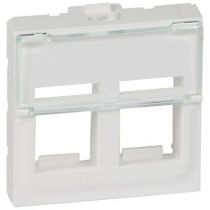 Plastron Prog Mosaic - pour 2 connecteurs format Keystone - 2 mod - blanc (078610)