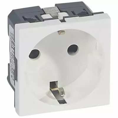 Prise Prog Mosaic - std germanique - 2P+T - � vis - 2 mod - blanc antimicrobien (078702)