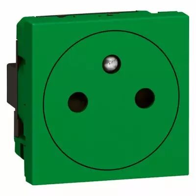 Prise Prog Mosaic - 2P+T � puits affleurant - 2 mod - vert antimicrobien (078704)
