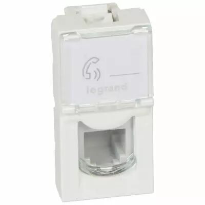 Prise RJ 11 Prog Mosaic - 4 contacts - 1 mod - blanc (078730)