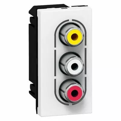 Prise audio vid�o Prog Mosaic - 3 RCA femelle audio vid�o - 1 mod - blanc (078754)